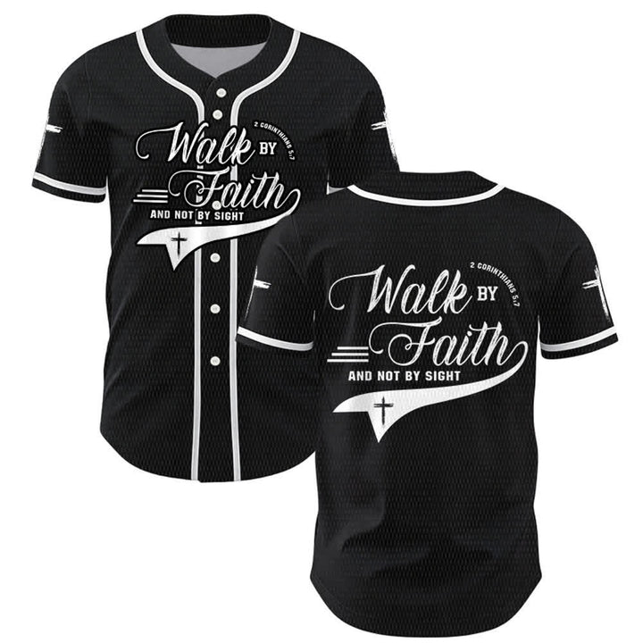Christianartworkshop 2 Korinther 5:7 „Wandelt im Glauben und nicht im Schauen“ Baseballtrikot mit Kreuzmotiv - Schwarz - 5XL - image 14