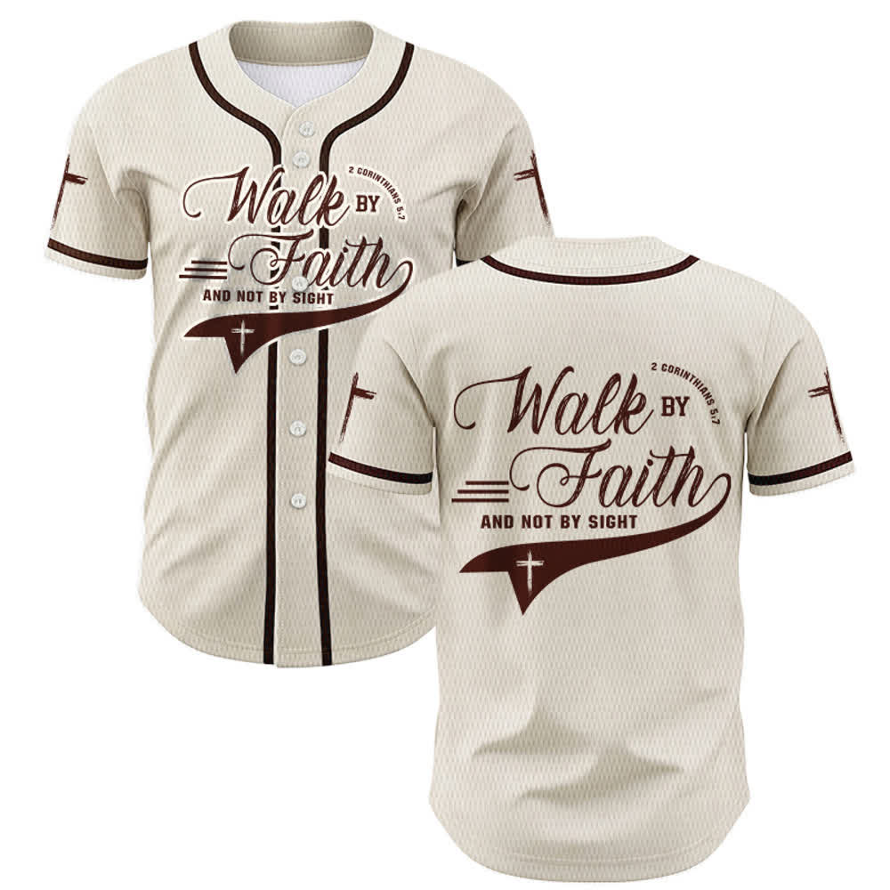 Christianartworkshop 2 Korinther 5:7 „Wandelt im Glauben und nicht im Schauen“ Baseballtrikot mit Kreuzmotiv - Aprikose - 5XL - image 21