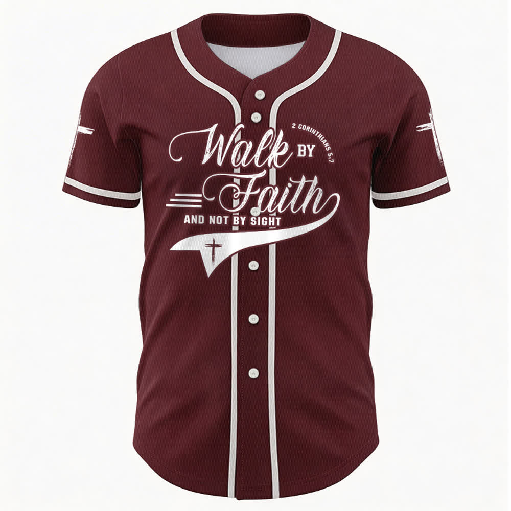 Christianartworkshop 2 Korinther 5:7 „Wandelt im Glauben und nicht im Schauen“ Baseballtrikot mit Kreuzmotiv - image 36