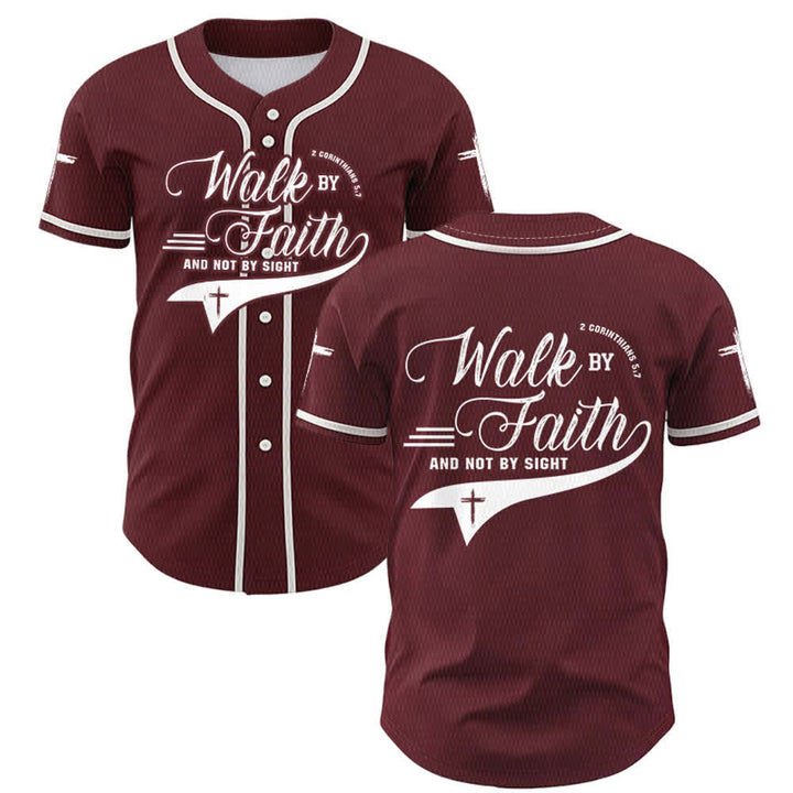 Christianartworkshop 2 Korinther 5:7 „Wandelt im Glauben und nicht im Schauen“ Baseballtrikot mit Kreuzmotiv - Wein - 5XL - image 35