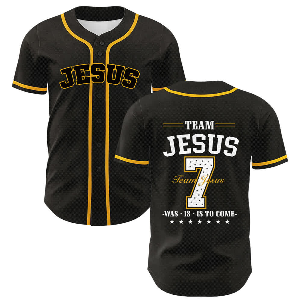 Christianartworkshop Team Jesus Nummer 7 Was Is Is To Come Unisex Baseballtrikot - Gelb - 5XL - image 3