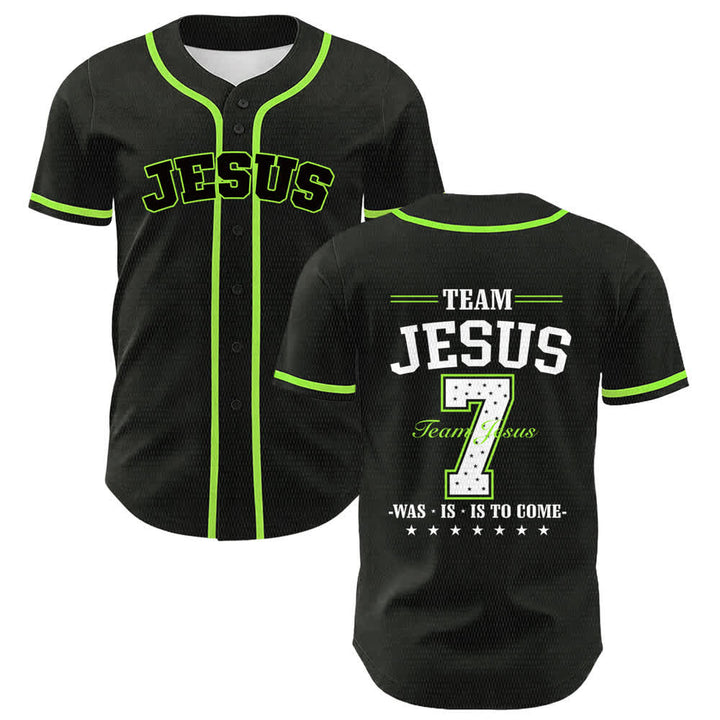 Christianartworkshop Team Jesus Nummer 7 Was Is Is To Come Unisex Baseballtrikot - Hellgrün - 5XL - image 18