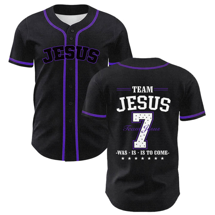 Christianartworkshop Team Jesus Nummer 7 Was Is Is To Come Unisex Baseballtrikot - Lila - 5XL - image 21
