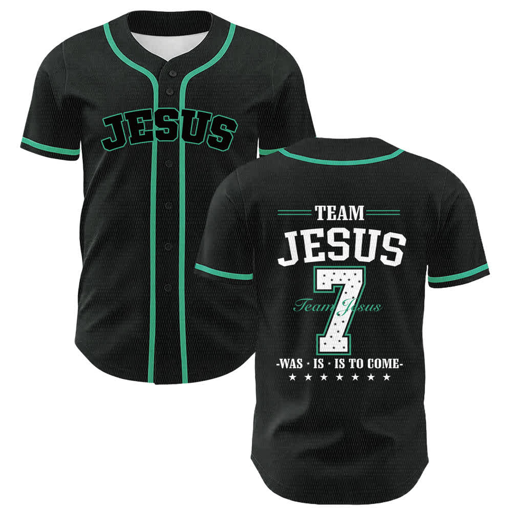 Christianartworkshop Team Jesus Nummer 7 Was Is Is To Come Unisex Baseballtrikot - Dunkelgrün - 5XL - image 24