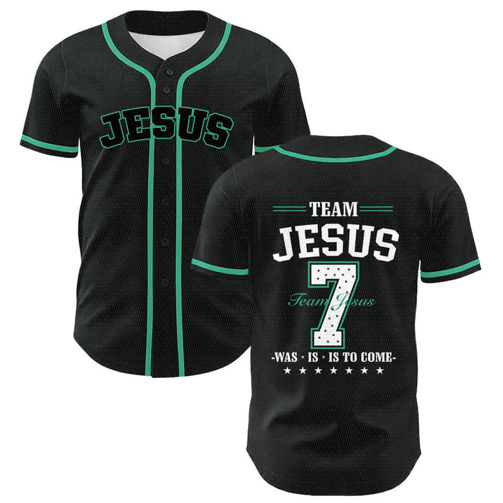 Christianartworkshop Team Jesus Nummer 7 Was Is Is To Come Unisex Baseballtrikot - Dunkelgrün - 5XL - image 24