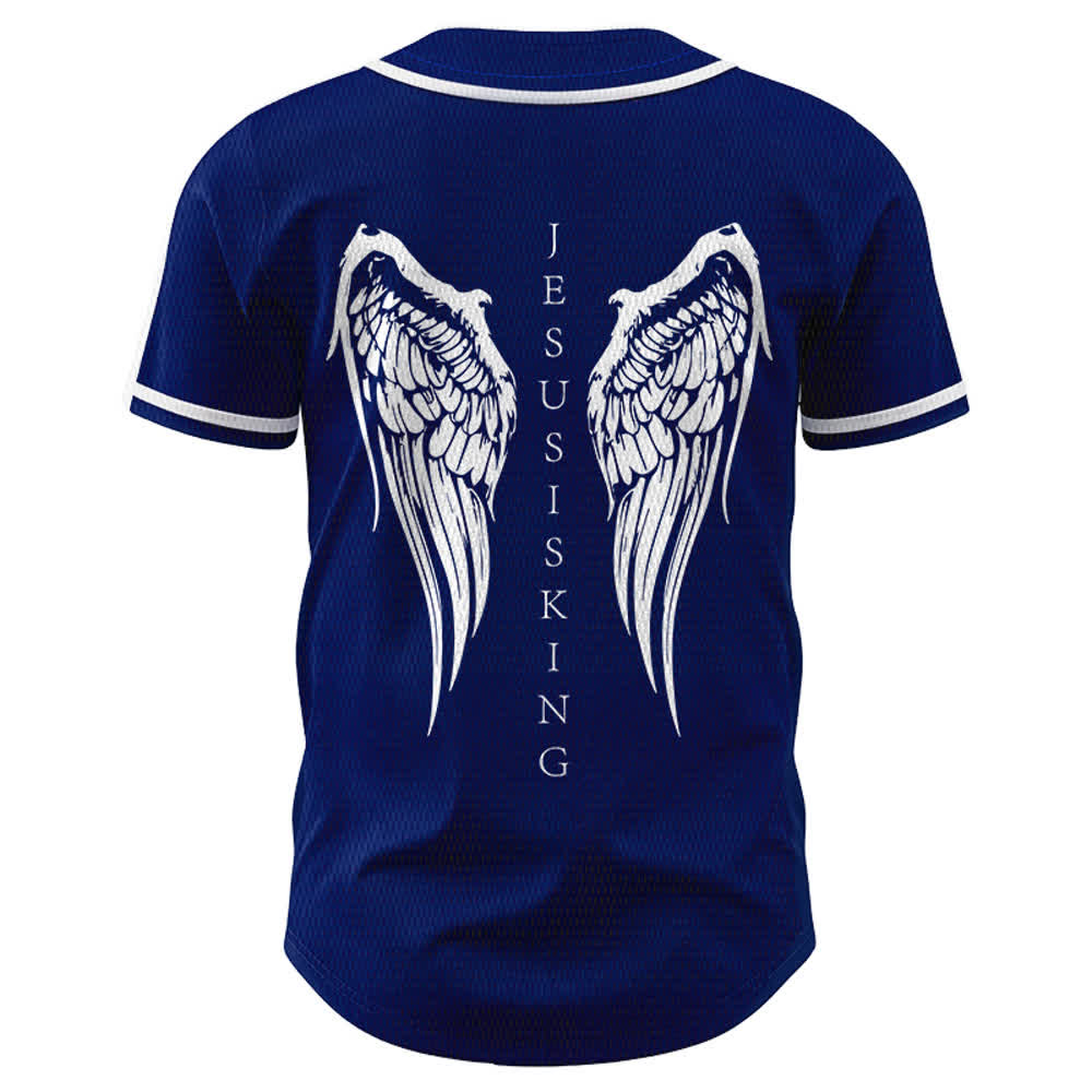 Christianartworkshop Jesus ist König Engelsflügel Kreuz Glaubensbekenntnis Individuelles Baseballtrikot - image 8