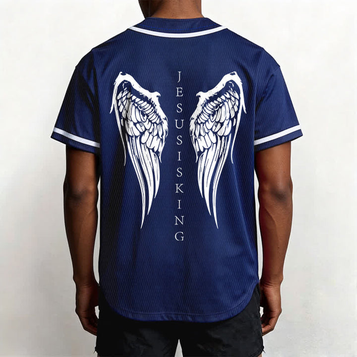 Christianartworkshop Jesus ist König Engelsflügel Kreuz Glaubensbekenntnis Individuelles Baseballtrikot - image 12