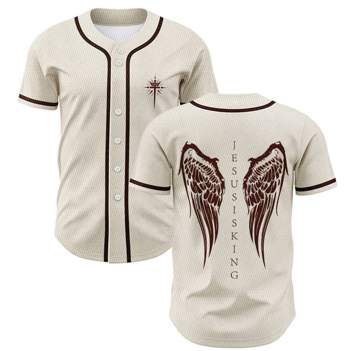 Christianartworkshop Jesus ist König Engelsflügel Kreuz Glaubensbekenntnis Individuelles Baseballtrikot - Aprikose - 5XL - image 14