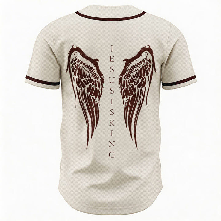 Christianartworkshop Jesus ist König Engelsflügel Kreuz Glaubensbekenntnis Individuelles Baseballtrikot - image 15