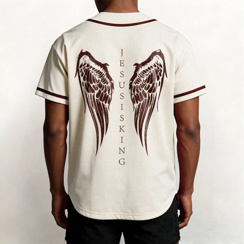 Christianartworkshop Jesus ist König Engelsflügel Kreuz Glaubensbekenntnis Individuelles Baseballtrikot - image 19