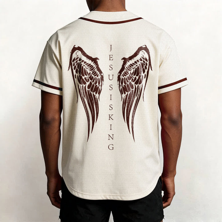Christianartworkshop Jesus ist König Engelsflügel Kreuz Glaubensbekenntnis Individuelles Baseballtrikot - image 19