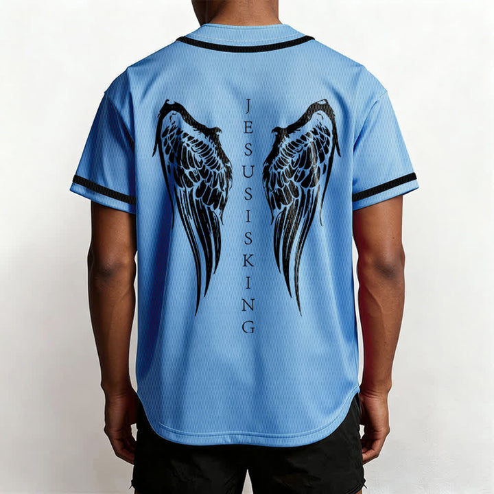 Christianartworkshop Jesus ist König Engelsflügel Kreuz Glaubensbekenntnis Individuelles Baseballtrikot - image 47