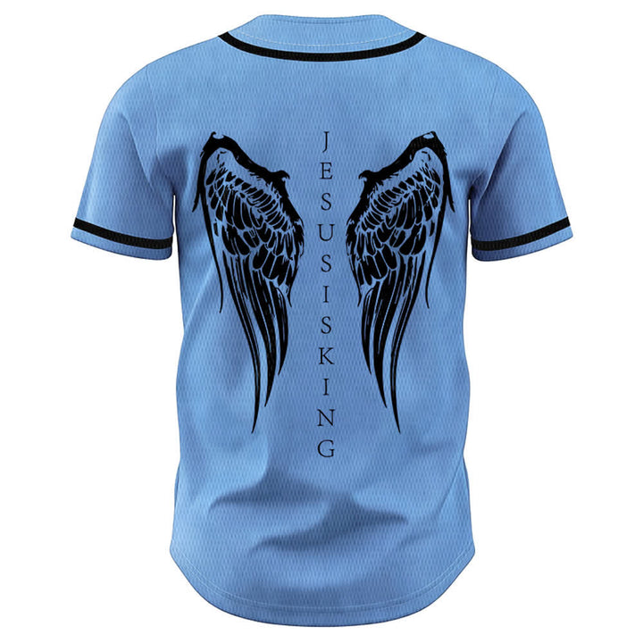 Christianartworkshop Jesus ist König Engelsflügel Kreuz Glaubensbekenntnis Individuelles Baseballtrikot - image 43