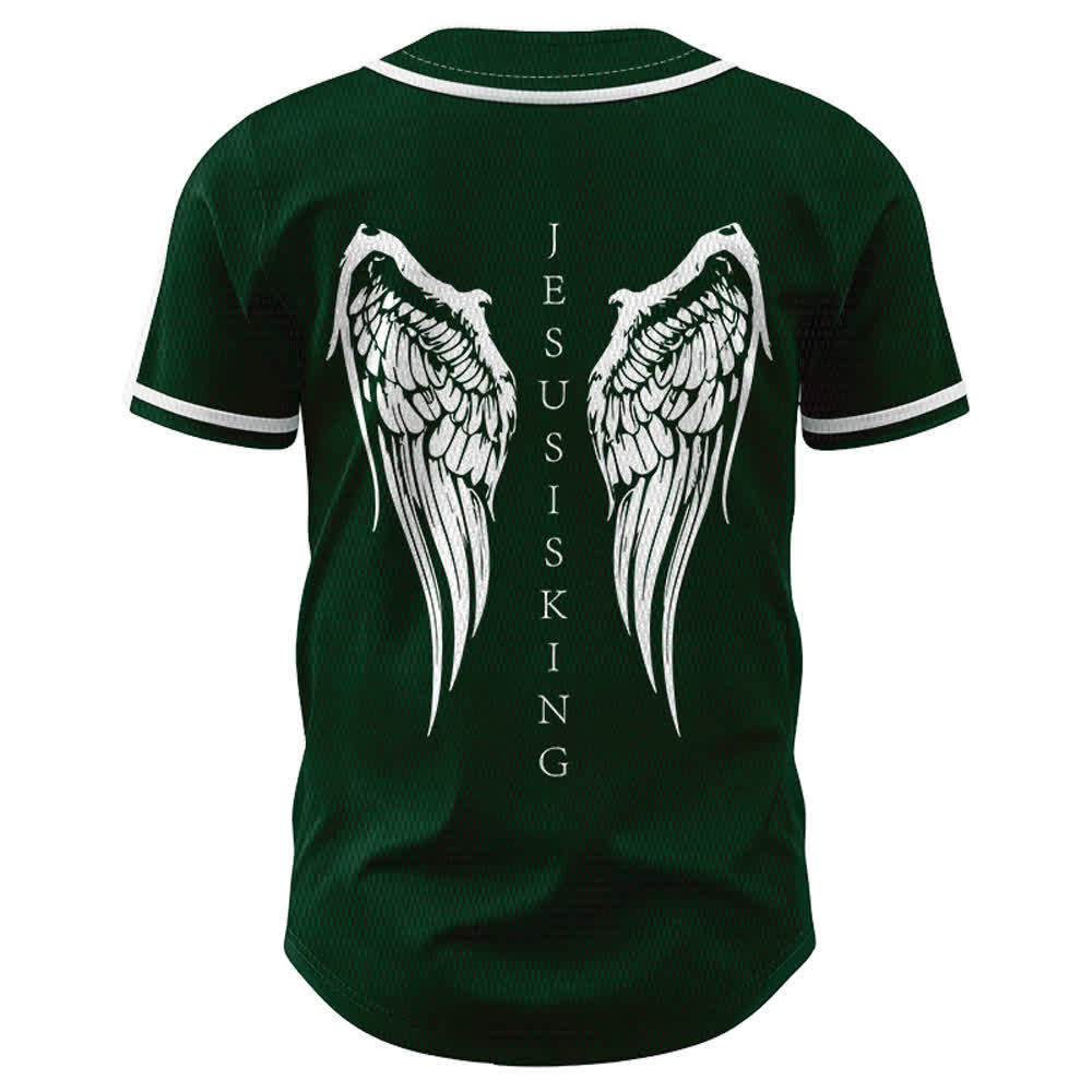 Christianartworkshop Jesus ist König Engelsflügel Kreuz Glaubensbekenntnis Individuelles Baseballtrikot - image 50