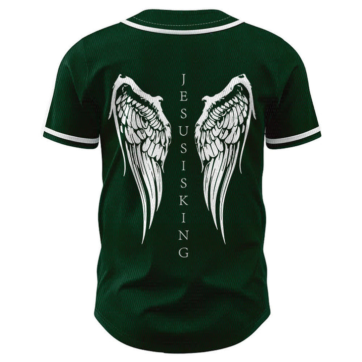 Christianartworkshop Jesus ist König Engelsflügel Kreuz Glaubensbekenntnis Individuelles Baseballtrikot - image 50