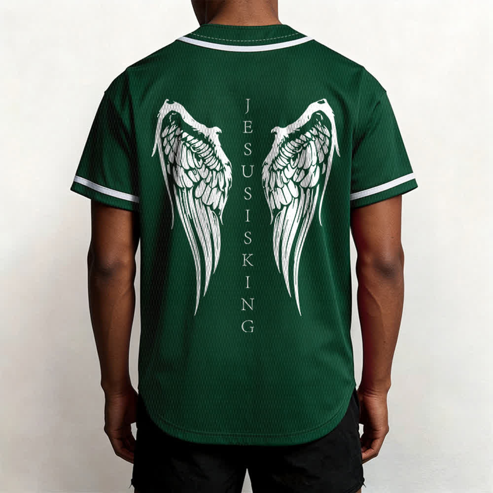 Christianartworkshop Jesus ist König Engelsflügel Kreuz Glaubensbekenntnis Individuelles Baseballtrikot - image 54