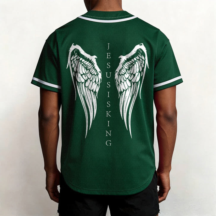 Christianartworkshop Jesus ist König Engelsflügel Kreuz Glaubensbekenntnis Individuelles Baseballtrikot - image 54