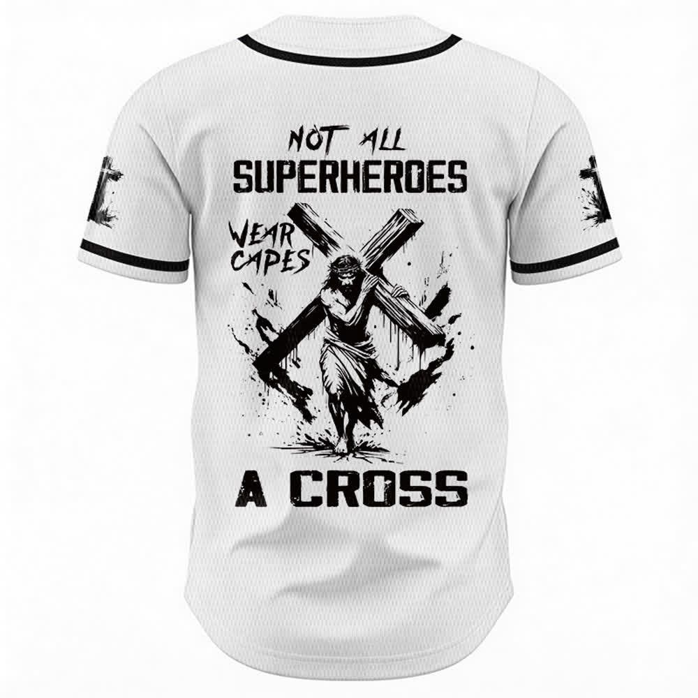 Christianartworkshop Nicht alle Superhelden tragen Umhänge Ein Kreuz Unisex Baseballtrikot - image 1