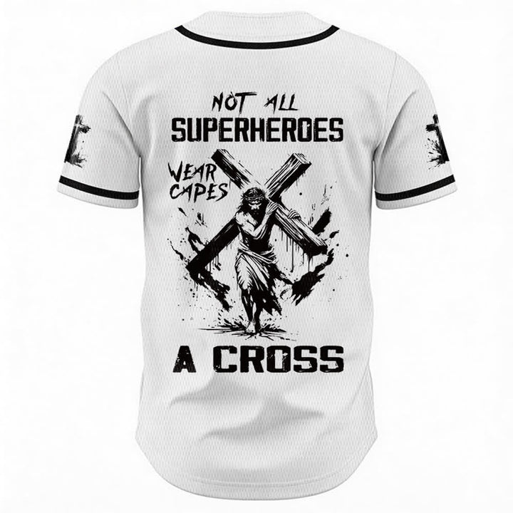 Christianartworkshop Nicht alle Superhelden tragen Umhänge Ein Kreuz Unisex Baseballtrikot - image 1