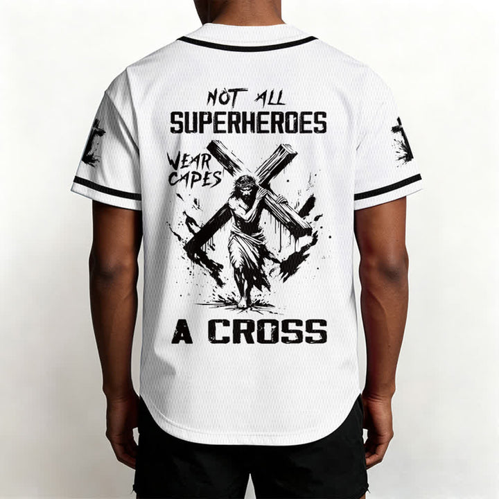 Christianartworkshop Nicht alle Superhelden tragen Umhänge Ein Kreuz Unisex Baseballtrikot - image 3