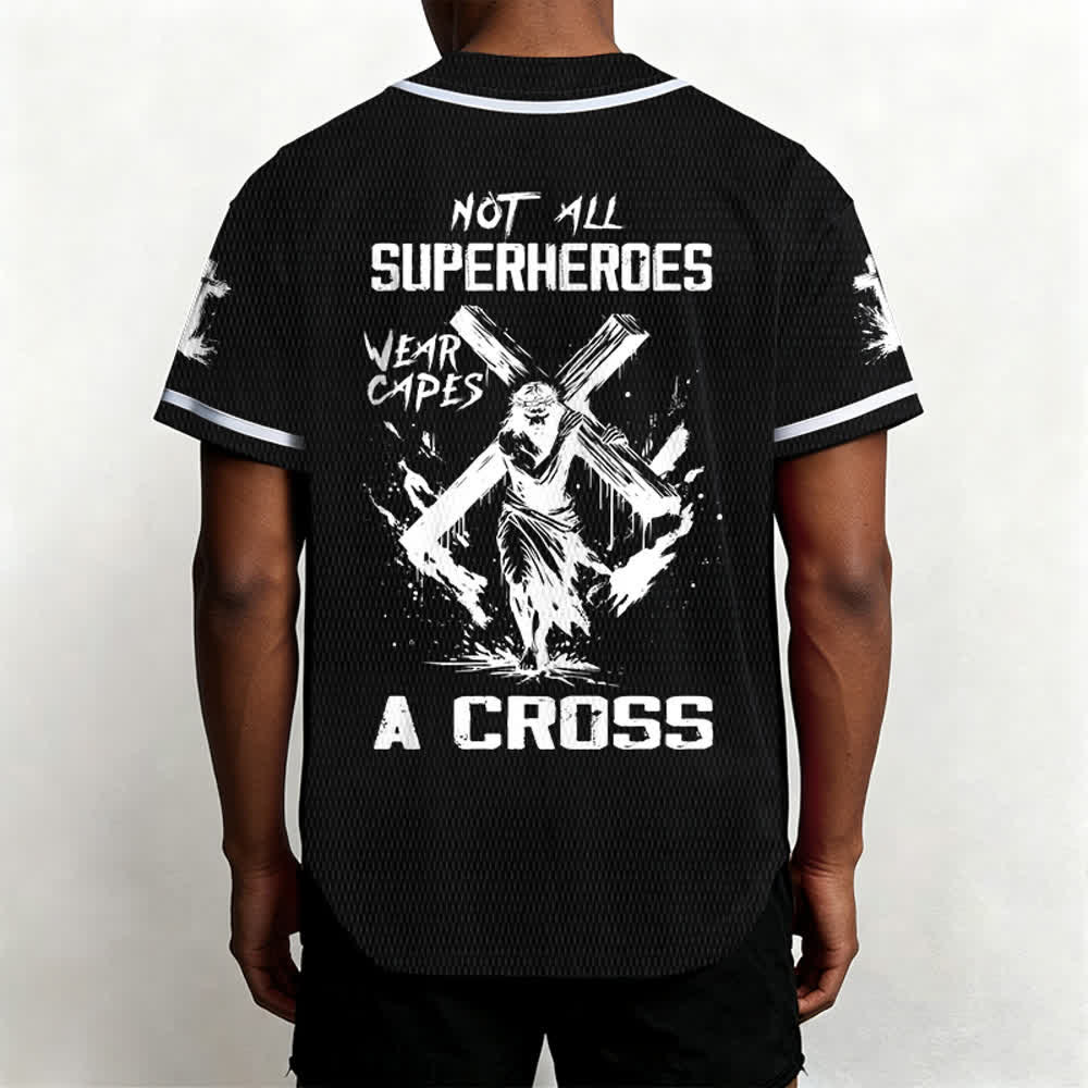 Christianartworkshop Nicht alle Superhelden tragen Umhänge Ein Kreuz Unisex Baseballtrikot - image 12