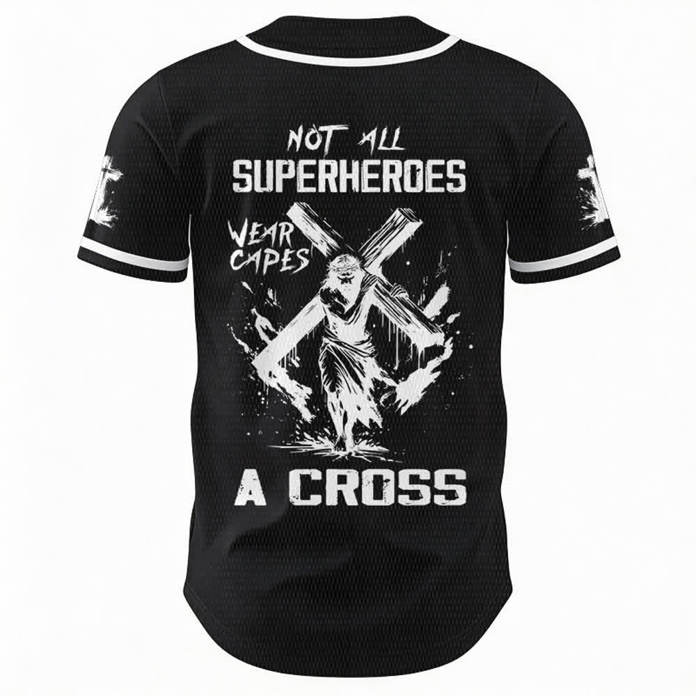 Christianartworkshop Nicht alle Superhelden tragen Umhänge Ein Kreuz Unisex Baseballtrikot - image 8