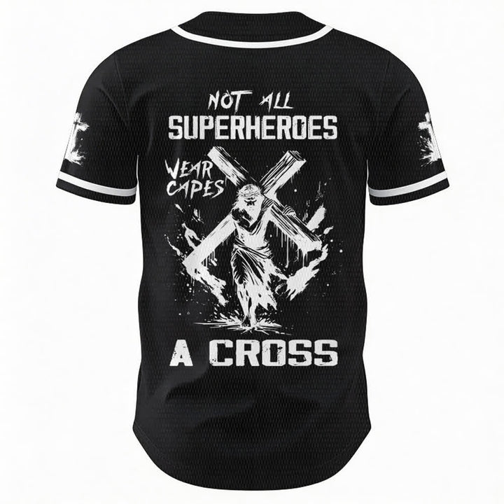 Christianartworkshop Nicht alle Superhelden tragen Umhänge Ein Kreuz Unisex Baseballtrikot - image 8