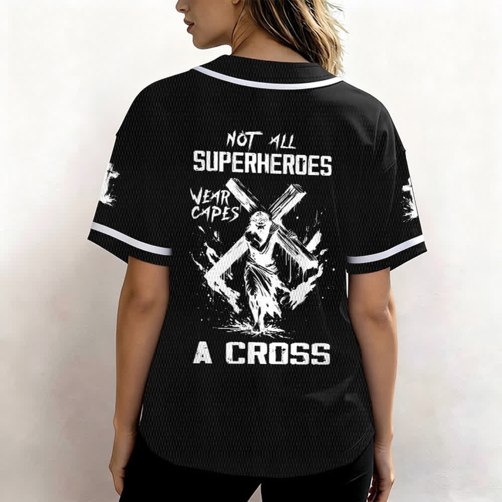 Christianartworkshop Nicht alle Superhelden tragen Umhänge Ein Kreuz Unisex Baseballtrikot - image 10