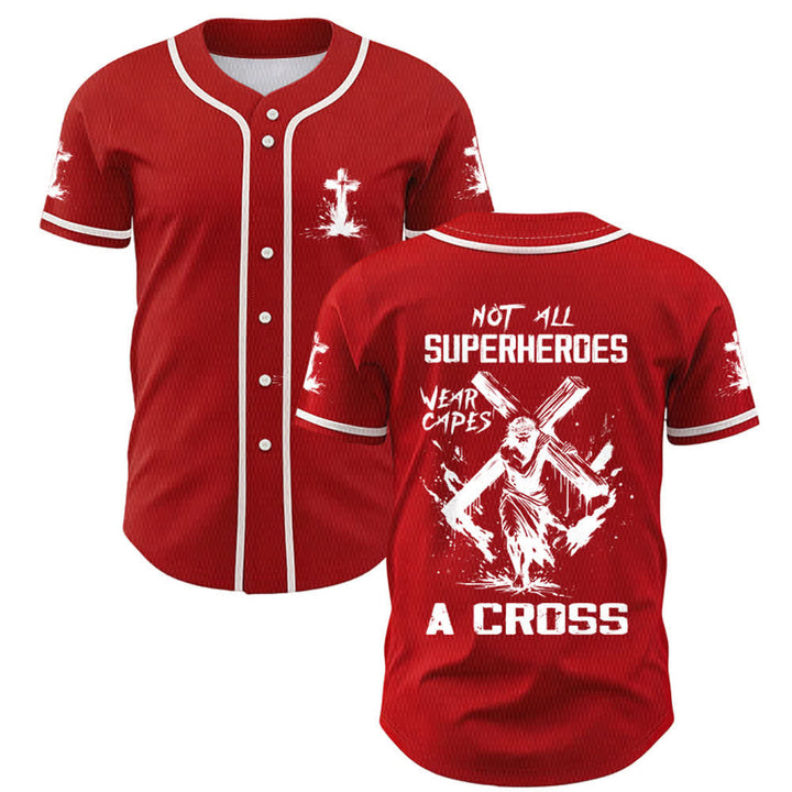 Christianartworkshop Nicht alle Superhelden tragen Umhänge Ein Kreuz Unisex Baseballtrikot - Rot - 5XL - image 14