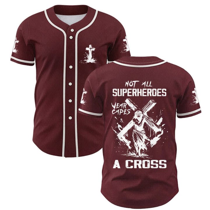 Christianartworkshop Nicht alle Superhelden tragen Umhänge Ein Kreuz Unisex Baseballtrikot - Wein - 5XL - image 21