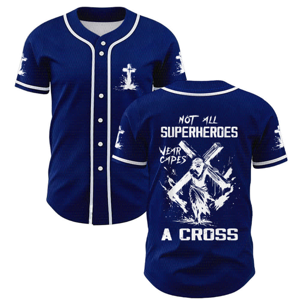Christianartworkshop Nicht alle Superhelden tragen Umhänge Ein Kreuz Unisex Baseballtrikot - Marineblau - 5XL - image 35
