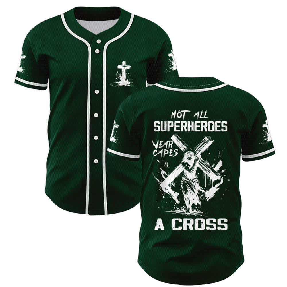 Christianartworkshop Nicht alle Superhelden tragen Umhänge Ein Kreuz Unisex Baseballtrikot - Grün - 5XL - image 42