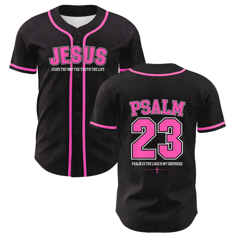 Christianartworkshop Jesus Psalm 23 Der Herr ist mein Hirte Unisex Baseballtrikot - Rosa - 5XL - image 9