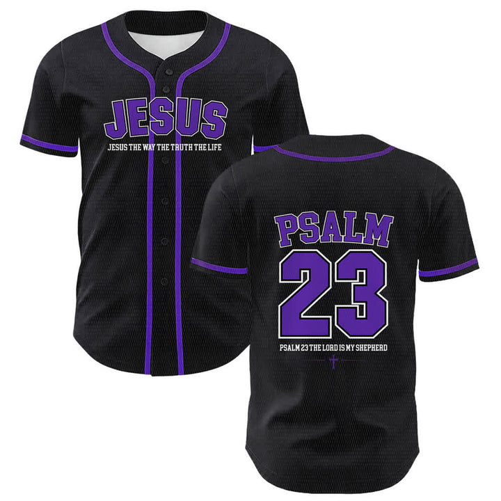 Christianartworkshop Jesus Psalm 23 Der Herr ist mein Hirte Unisex Baseballtrikot - Lila - 5XL - image 21
