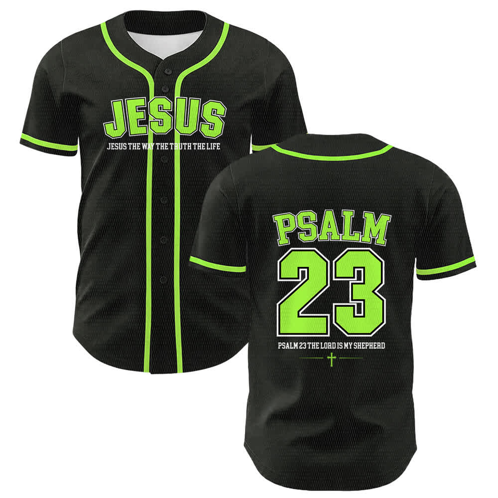 Christianartworkshop Jesus Psalm 23 Der Herr ist mein Hirte Unisex Baseballtrikot - Hellgrün - 5XL - image 18