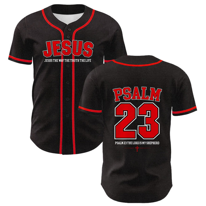 Christianartworkshop Jesus Psalm 23 Der Herr ist mein Hirte Unisex Baseballtrikot - Rot - 5XL - image 12