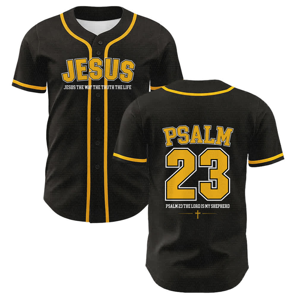 Christianartworkshop Jesus Psalm 23 Der Herr ist mein Hirte Unisex Baseballtrikot - Gelb - 5XL - image 0