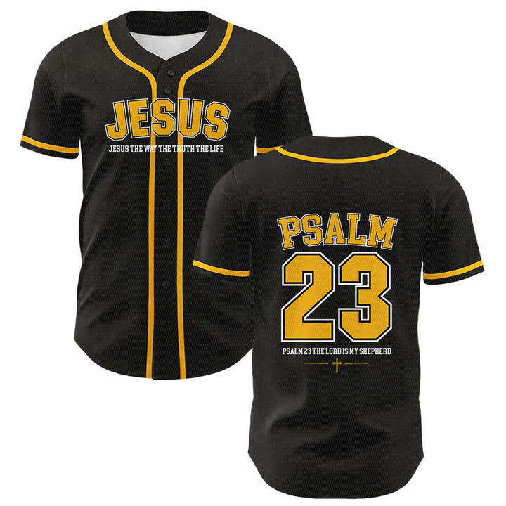 Christianartworkshop Jesus Psalm 23 Der Herr ist mein Hirte Unisex Baseballtrikot - Gelb - 5XL - image 0