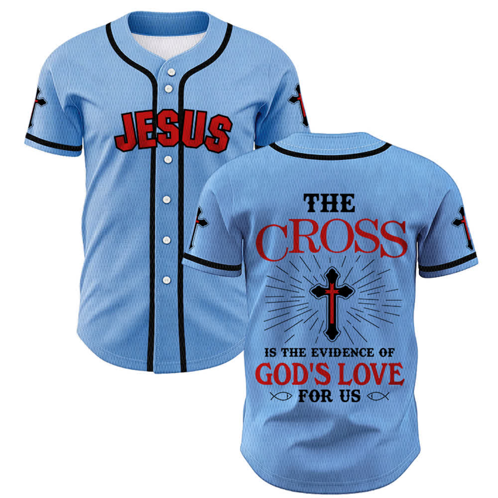 Christianartworkshop Das Kreuz ist der Beweis für Gottes Liebe Unisex-Baseballtrikot - Blau - 5XL - image 28