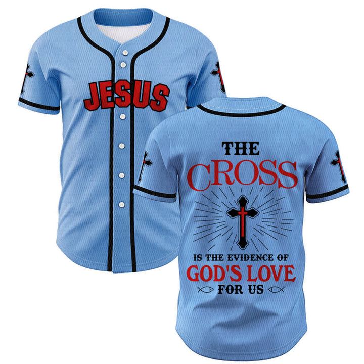Christianartworkshop Das Kreuz ist der Beweis für Gottes Liebe Unisex-Baseballtrikot - Blau - 5XL - image 28
