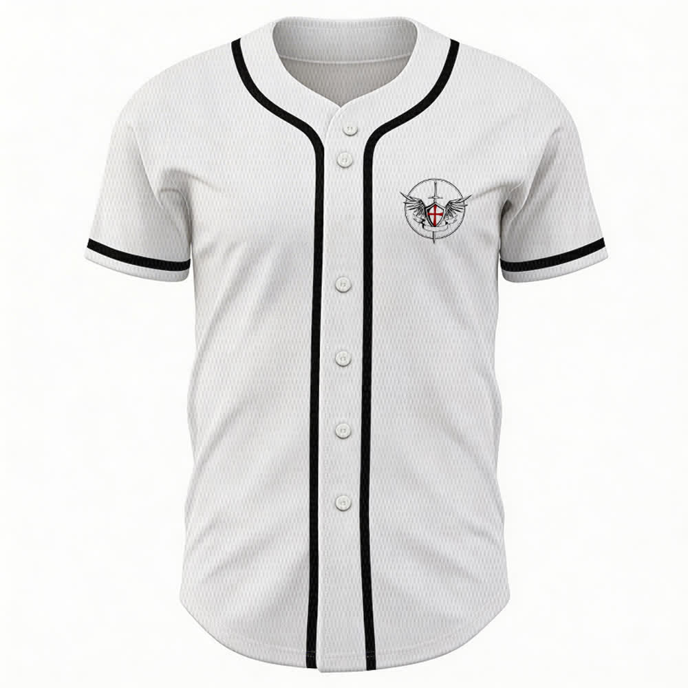 Christianartworkshop St. Michael Archangel Defend Us Unisex Baseball Jersey - image 2