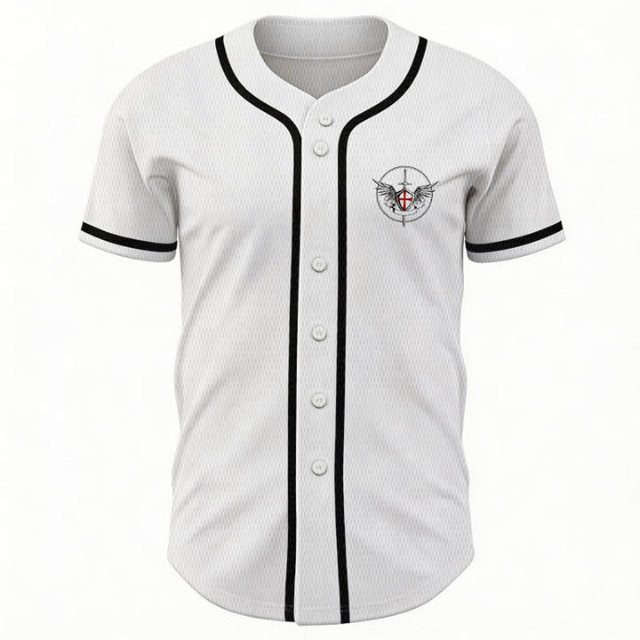 Christianartworkshop St. Michael Archangel Defend Us Unisex Baseball Jersey - image 2