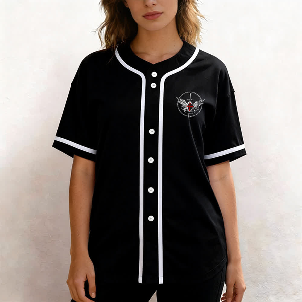 Christianartworkshop St. Michael Archangel Defend Us Unisex Baseball Jersey - image 11