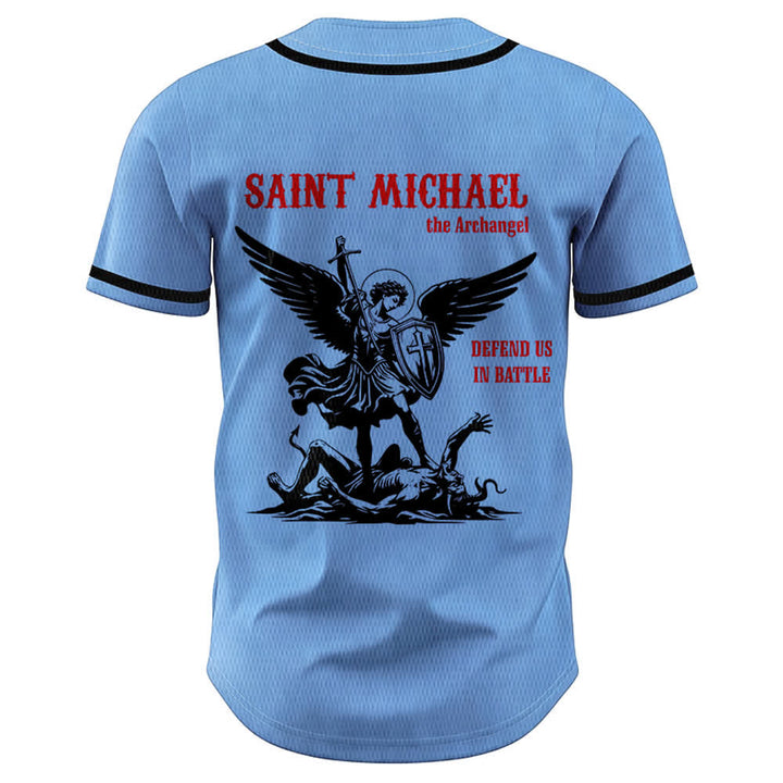 Christianartworkshop St. Michael Archangel Defend Us Unisex Baseball Jersey - image 29