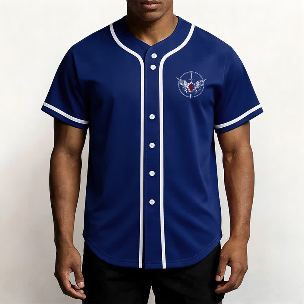 Christianartworkshop St. Michael Archangel Defend Us Unisex Baseball Jersey - image 41