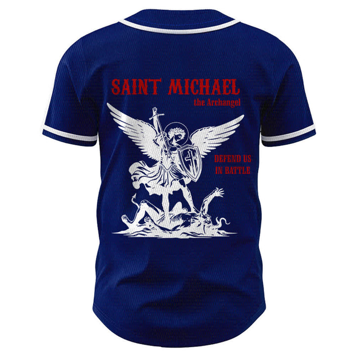 Christianartworkshop St. Michael Archangel Defend Us Unisex Baseball Jersey - image 36
