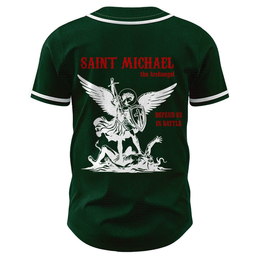 Christianartworkshop St. Michael Archangel Defend Us Unisex Baseball Jersey - image 43