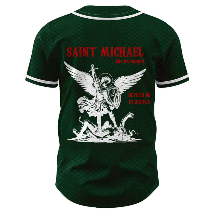 Christianartworkshop St. Michael Archangel Defend Us Unisex Baseball Jersey - image 43