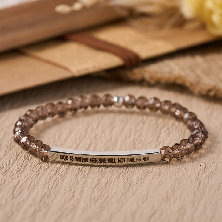 Christianartworkshop Graviertes, gebogenes Stretch-Perlenarmband mit Psalmvers: Gott ist in ihr, sie wird nicht scheitern - E - image 8