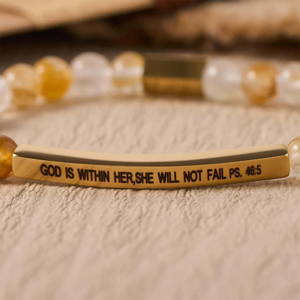 Christianartworkshop Graviertes, gebogenes Stretch-Perlenarmband mit Psalmvers: Gott ist in ihr, sie wird nicht scheitern - image 11